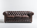 Divani a 3 posti - similpelle - 229 x 96 x 80 cm - marrone scuro - stile Chesterfield