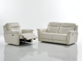 Set divani - pelle - 185 x 99 x 103 cm - crema - moderno reclinabile elettrico