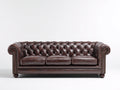 Divani a 3 posti - similpelle - 231 x 95 x 79 cm - marrone scuro - stile Chesterfield