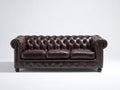 Divani a 3 posti - pelle - 230 x 95 x 79 cm - marrone scuro - stile Chesterfield