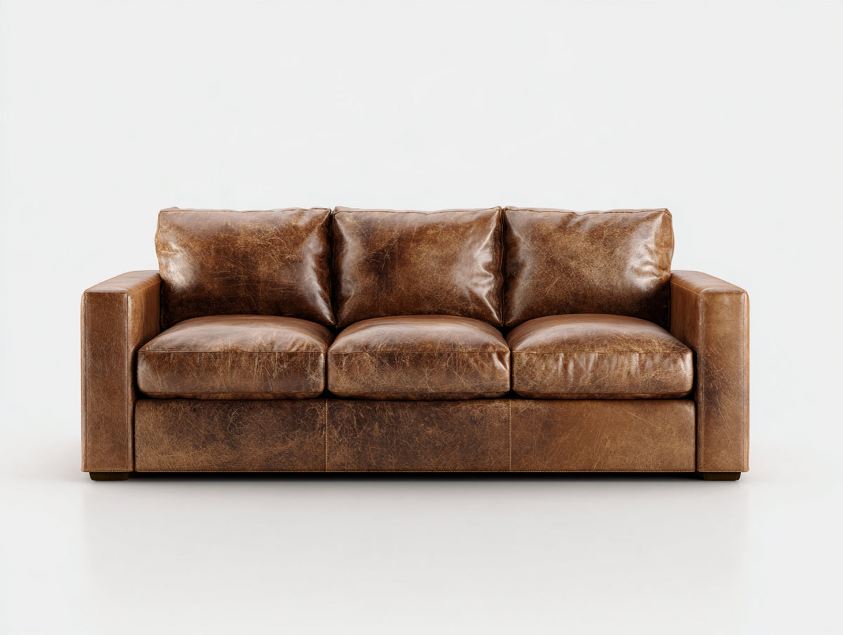 Divani a 3 posti - similpelle - 220 x 90 x 85 cm - marrone - stile vintage