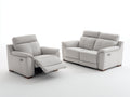 Set divani - pelle - 181 x 97 x 100 cm - grigio perla - contemporaneo reclinabile elettrico