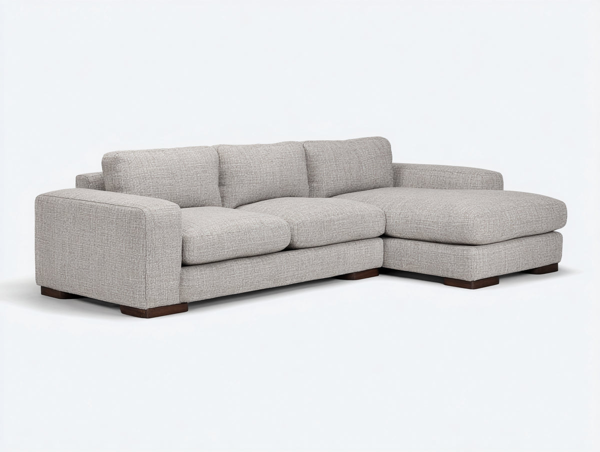 Divano angolare - tessuto-legno - 242 x 166 x 86 cm - grigio chiaro - stile contemporaneo