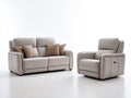Set divani - pelle - 174 x 95 x 102 cm - grigio chiaro - moderno compatto reclinabile