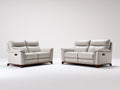 Set divani - pelle - 176 x 94 x 100 cm - grigio perla-marrone - contemporaneo reclinabile elettrico