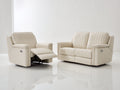 Set divani - pelle - 177 x 97 x 102 cm - avorio - contemporaneo reclinabile elettrico