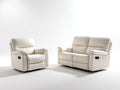 Set divani - pelle - 182 x 98 x 104 cm - avorio - contemporaneo reclinabile elettrico