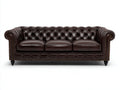 Divani a 3 posti - pelle - 235 x 97 x 80 cm - marrone scuro - stile Chesterfield