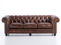 Divani a 3 posti - pelle - 232 x 96 x 80 cm - marrone - stile Chesterfield
