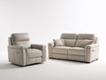 Set divani - pelle - 180 x 95 x 102 cm - beige chiaro - moderno reclinabile comfort