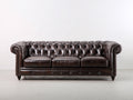 Divani a 3 posti - similpelle - 233 x 96 x 81 cm - marrone scuro - stile Chesterfield