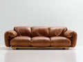 Divani a 3 posti - similpelle-legno - 225 x 100 x 88 cm - marrone cognac - stile moderno