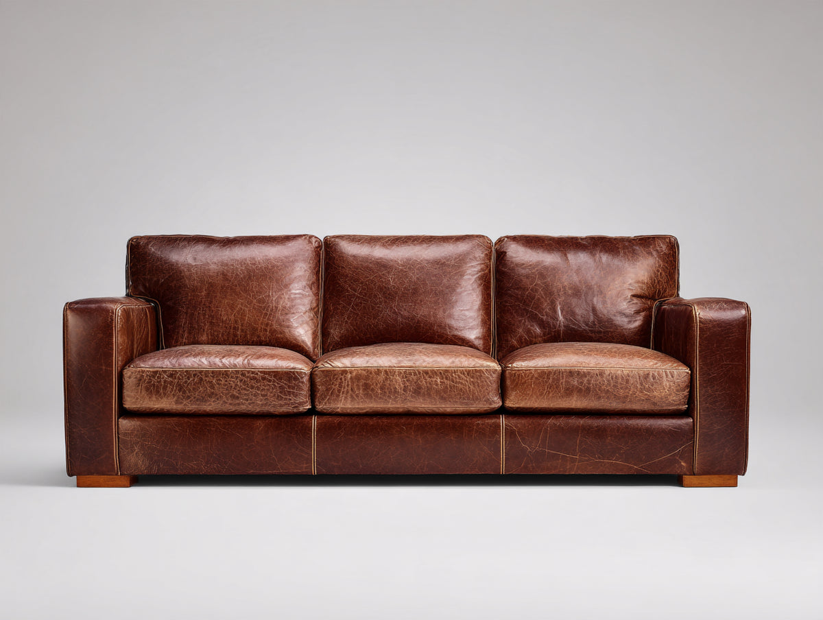 Divani a 3 posti - similpelle - 222 x 93 x 85 cm - marrone - stile contemporaneo