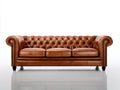 Divani a 3 posti - pelle - 228 x 94 x 78 cm - marrone - stile Chesterfield