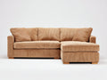 Divano angolare - velluto a coste-legno - 248 x 168 x 88 cm - beige sabbia - stile contemporaneo