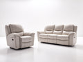 Set divani - pelle - 206 x 98 x 103 cm - beige chiaro - classico reclinabile elettrico