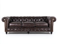 Divani a 3 posti - pelle - 236 x 98 x 79 cm - marrone scuro - stile Chesterfield