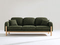 Divani a 3 posti - tessuto-legno - 223 x 91 x 85 cm - verde oliva scuro - stile scandinavo