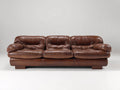 Divani a 3 posti - similpelle-legno - 225 x 102 x 88 cm - marrone - stile contemporaneo