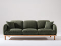 Divani a 3 posti - tessuto-legno - 226 x 91 x 84 cm - verde oliva - stile scandinavo