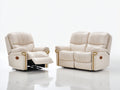 Set divani - pelle - 179 x 99 x 106 cm - crema - classico reclinabile elettrico